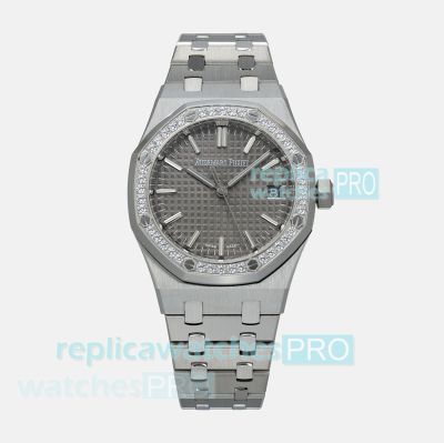 IPF Swiss Reissue Audemars Piguet Royal Oak 15551ST Grey Dial Stainless Steel Ladies' Watch 